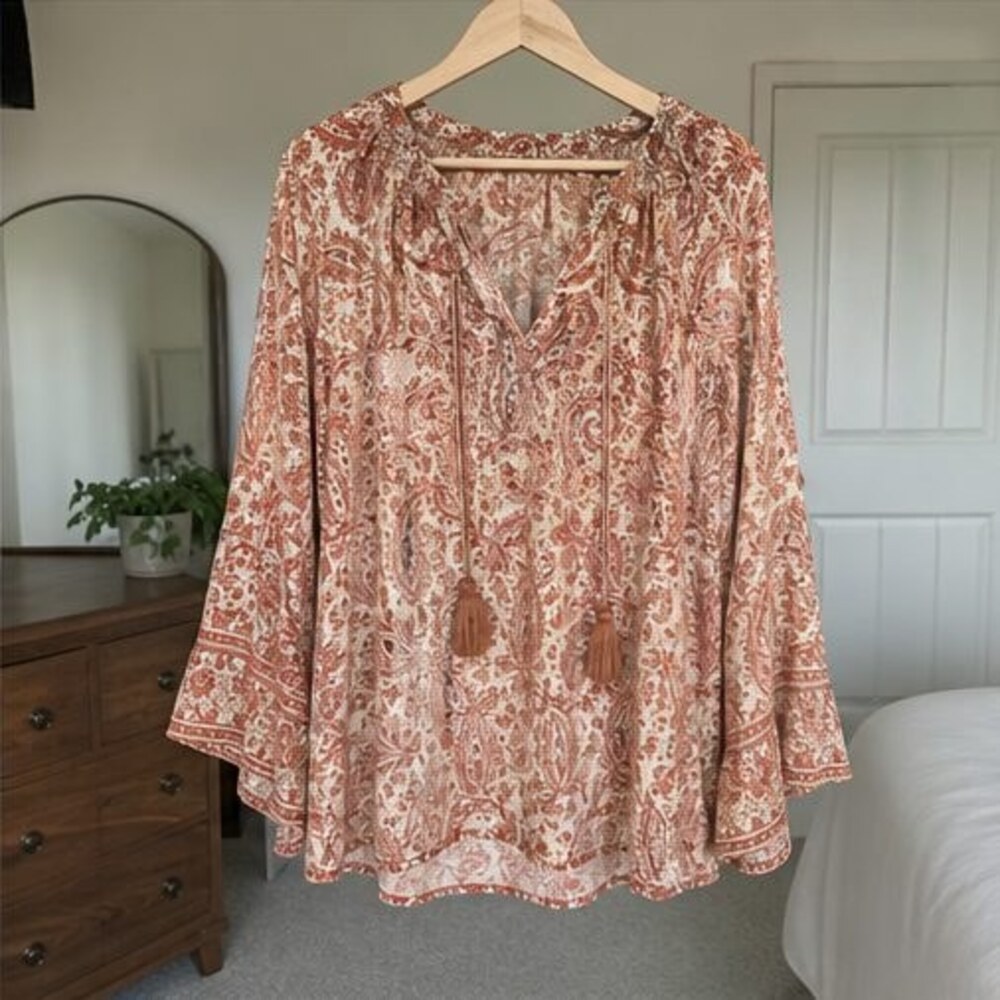 Rust Wrap Blouse